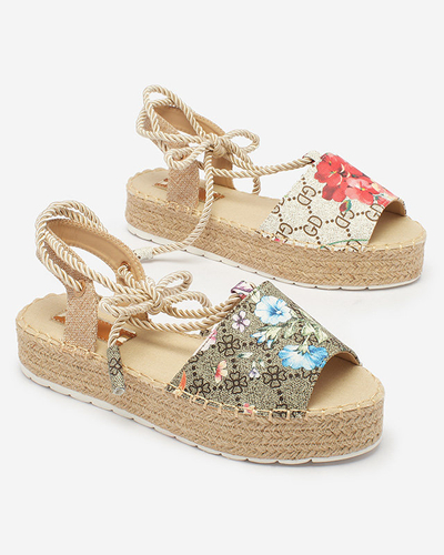 Royalfashion Khaki női espadrilles virágokból Elizeaf