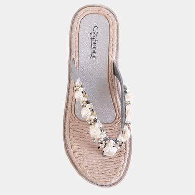 OUTLET Ezüst női papucs Jefis díszítéssel - Lábbeli
