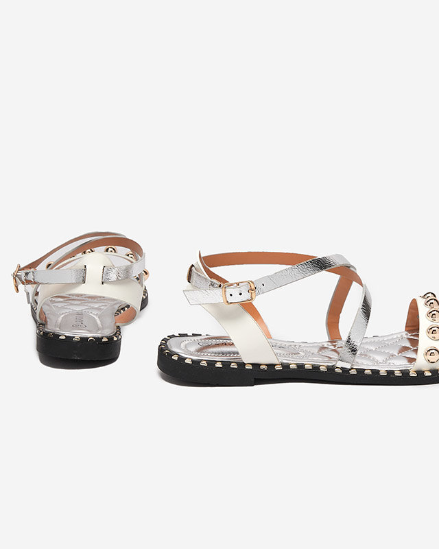 OUTLET White - ezüst színű női szandál fúvókákkal Hanim- Footwear