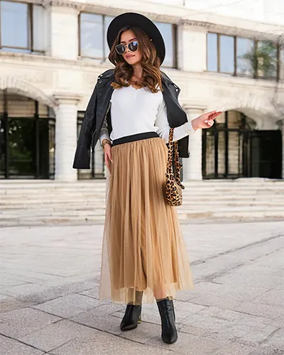 Royalfashion Női midi szoknya tülllel