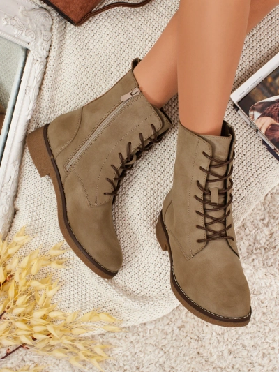 Eko bőr matt fűzős női Treviline bokacsizma