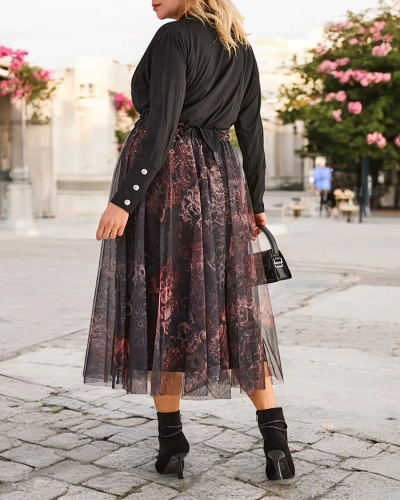 Royalfashion Női két rétegű midi szoknya