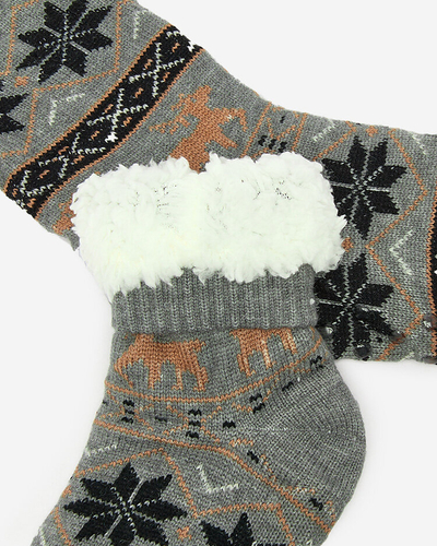 Royalfashion Szürke karácsonyi férfi szigetelt zokni