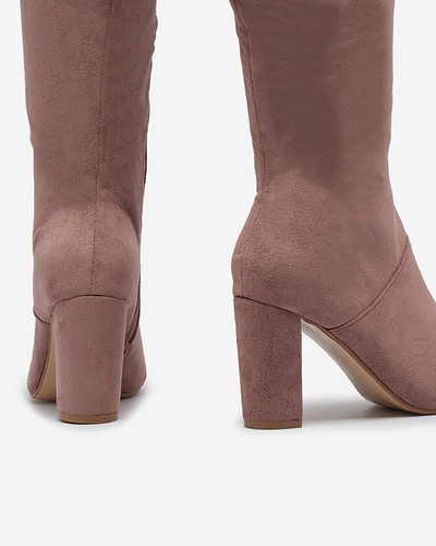 Rózsaszín női öko-szarvasbőr tűsarkú csizma Asdorra- Lábbeli