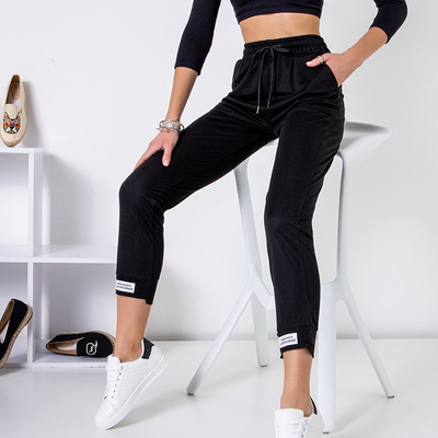 Fekete női pamut nadrág PLUSZ MÉRET - Ruházat