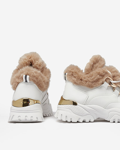 Royalfashion Fehér női sportcipő szőrmével Wicallen