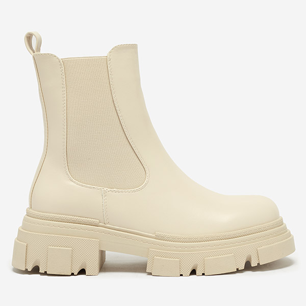 Női krémszínű, szigetelt, lapos sarkú csizma Gofina - Lábbeli