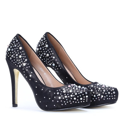 Czarne szpilki z cyrkoniami Agnessa - Obuwie