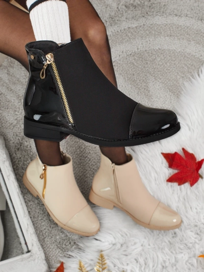 Luna Elegáns Fekete Őszi Bokacsizma