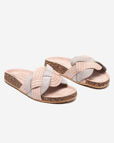 OUTLET Női öko-velúr rózsaszín-szürke Zapri papucs - Lábbeli