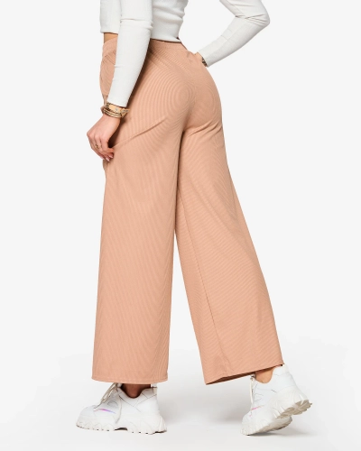 Barna női széles rakott palazzo nadrág - Ruházat