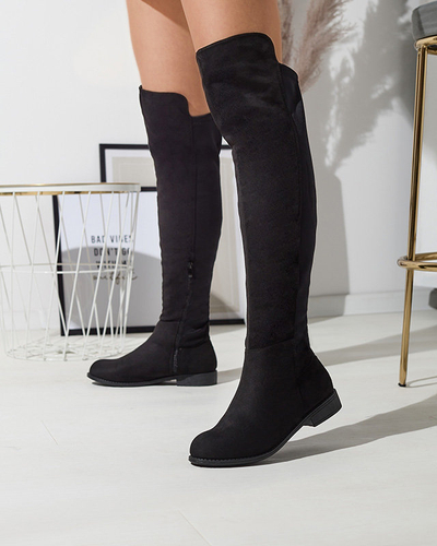OUTLET Női fekete öko-szarvasbőr over-the-knee csizma Doggu- Footwear