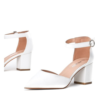 Białe czółenka na słupku Rimini - Obuwie