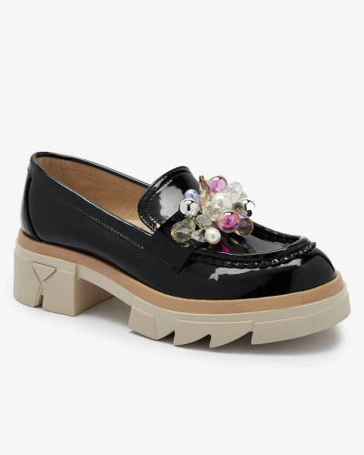 Livia Elegante - Fekete Luxus Mokaszin Lapos Sarkú