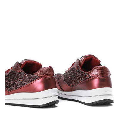 Bordowe buty sportowe z brokatem Ronnie - Obuwie