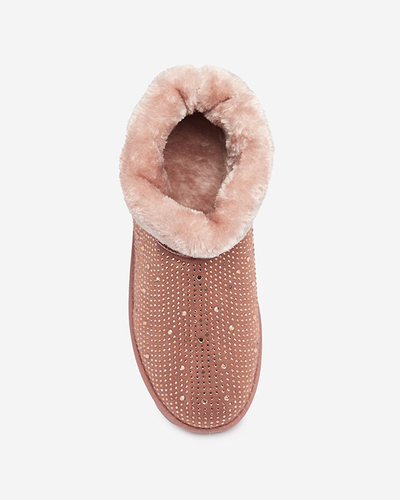 Sötét rózsaszín női hócsizma cirkóniával Rudis - Lábbeli