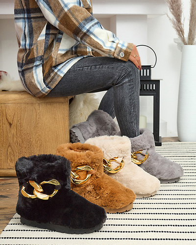 Szürke női hócsizma szőrmével Sattopa- Lábbeli