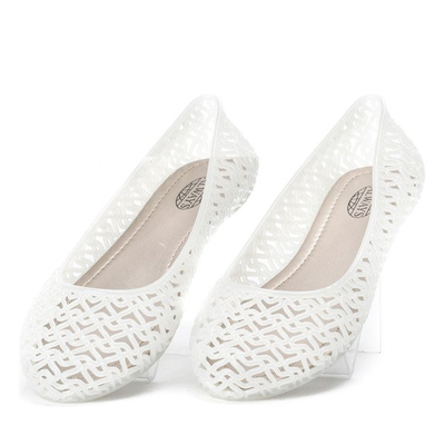 Białe baleriny gumowe Steffy - Obuwie