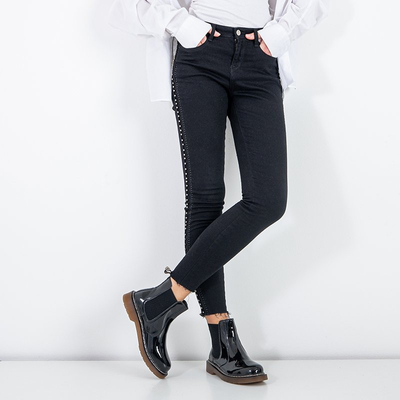 Matenss fekete lakkozott női csizma - Lábbeli