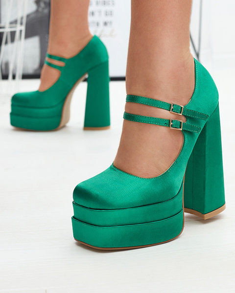 Zöld magas szárú női cipő Elika - Lábbeli
