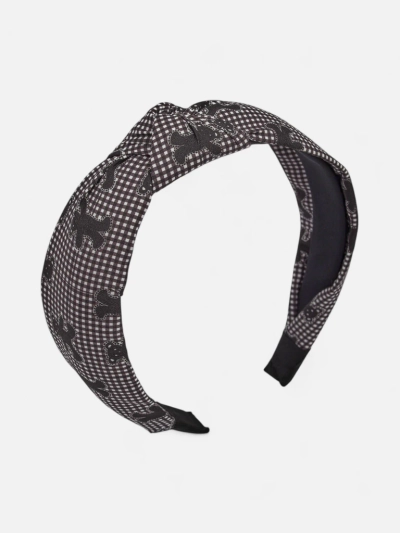 Royalfashion Fonott kockás hajpánt macikkal