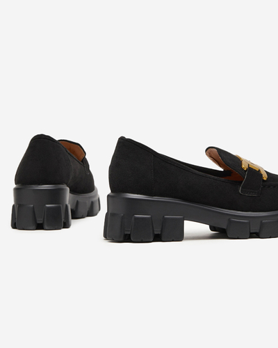 Fekete női cipő arany díszítéssel Mukise - Lábbeli