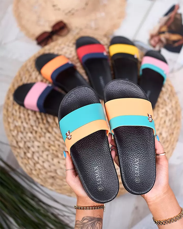 Royalfashion Zöld-narancs női gumitalpú flip-flop Lierigs