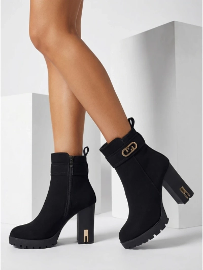 Tovia női öko velúr bokacsizma vastag sarokkal