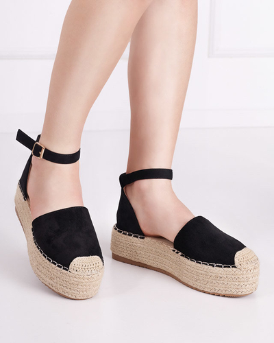 OUTLET Fekete női szandál a'la espadrilles Olikar platformon - Cipők