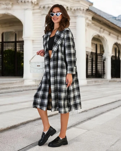 Royalfashion női kockás kabát