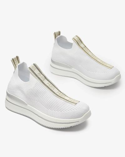 Női csúszós sportcipő fehér felirattal Cerppa- Footwear