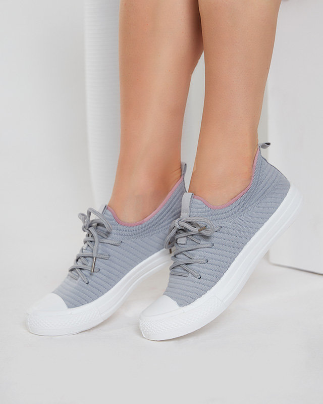 OUTLET Szürke női bordás tornacipő Manfer- Footwear