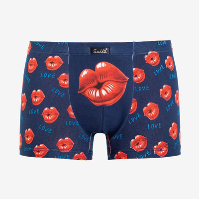 Férfi sötétkék boxer nadrág nyomtatással - Fehérnemű