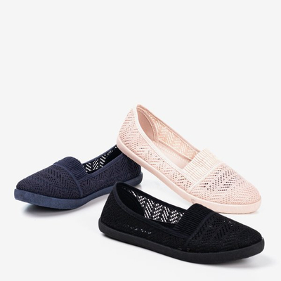 Jasnoróżowe damskie ażurowe slip - on Ticolisa - Obuwie