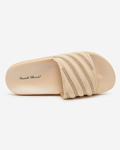 OUTLET Bézs női papucs cirkóniával Erikis - Lábbeli