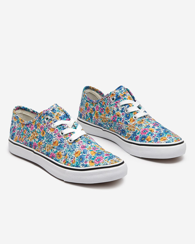 OUTLET Kék virágos női tornacipő Sertoli - Lábbeli