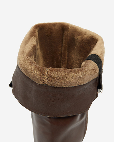 Női öko-bőr térdig érő csizma barna színben Orikas - Lábbeli