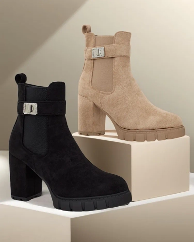 Royalfashion Női blokk sarkú bokacsizma Effo