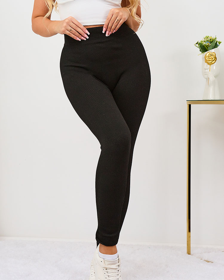 Royalfashion Warmed fekete női leggings PLUS SIZE