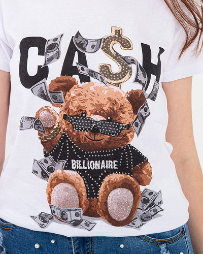 Fehér női póló nyomtatással MISIA- Ruházat