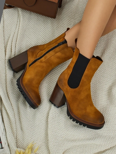 Női öko velúr bokacsizma vastag sarokkal Soreya