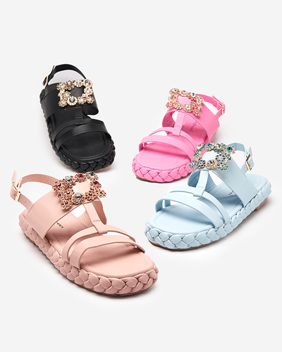 OUTLET Női kék szandál dekoratív Govy-Footwear csattal