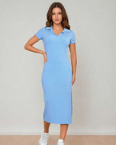 Royalfashion Női midi ruha gallérral