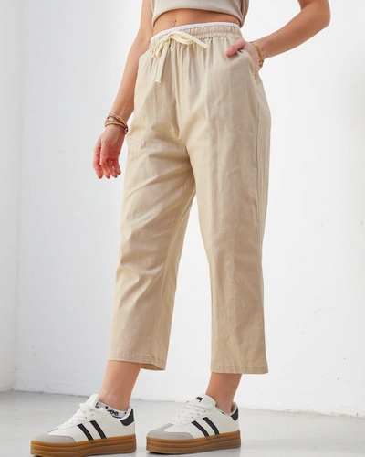 Royalfashion pamut széles női nadrág megkötővel