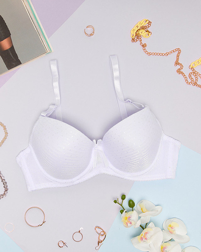 Női fehér mintás push-up melltartó - Fehérnemű
