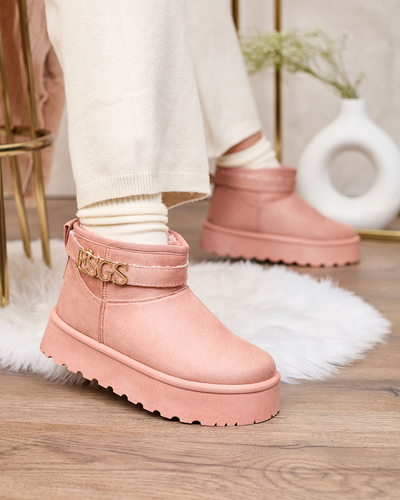 Royalfashion Világosbarna női cipő a'la hócsizma díszítéssel Parisela