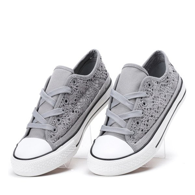 Szare koronkowe trampki Montia - Obuwie