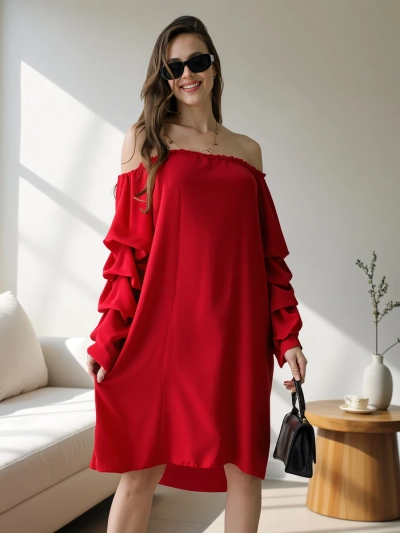 Royalfashion Simogató női ruha spanyol stílusban fodrokkal