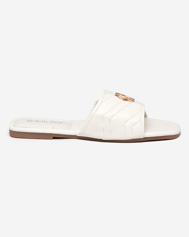 OUTLET Női fehér eco-bőr papucs arany díszítéssel Daliso - Lábbeli