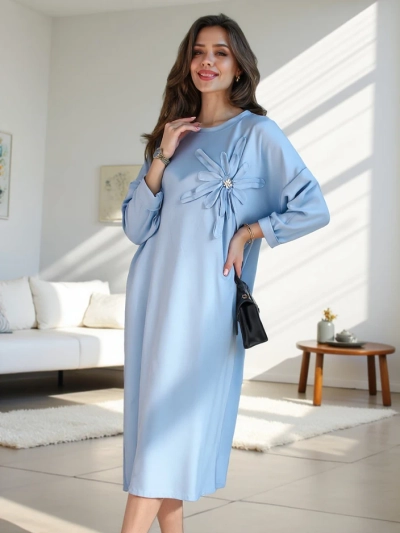 Royalfashion Női midi ruha, oversize anyag virággal